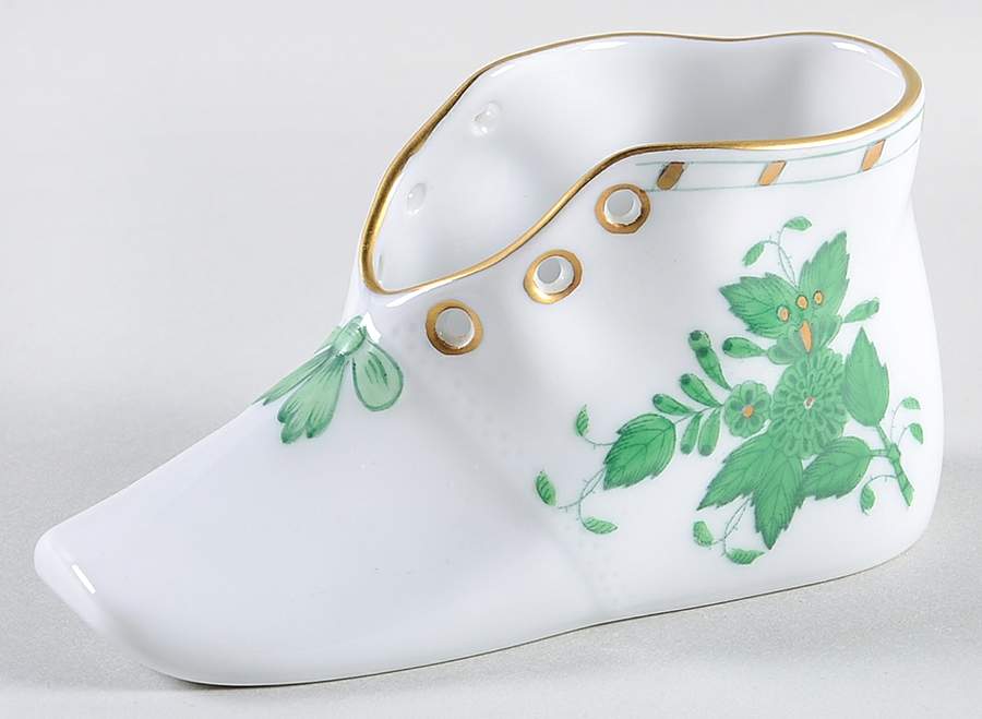 Chinese Bouquet Green (AV) Mini Baby Shoe Ornament by Herend-1