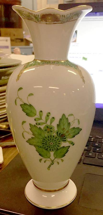 Chinese Bouquet Green (AV) 7" Flared Vase by Herend-1