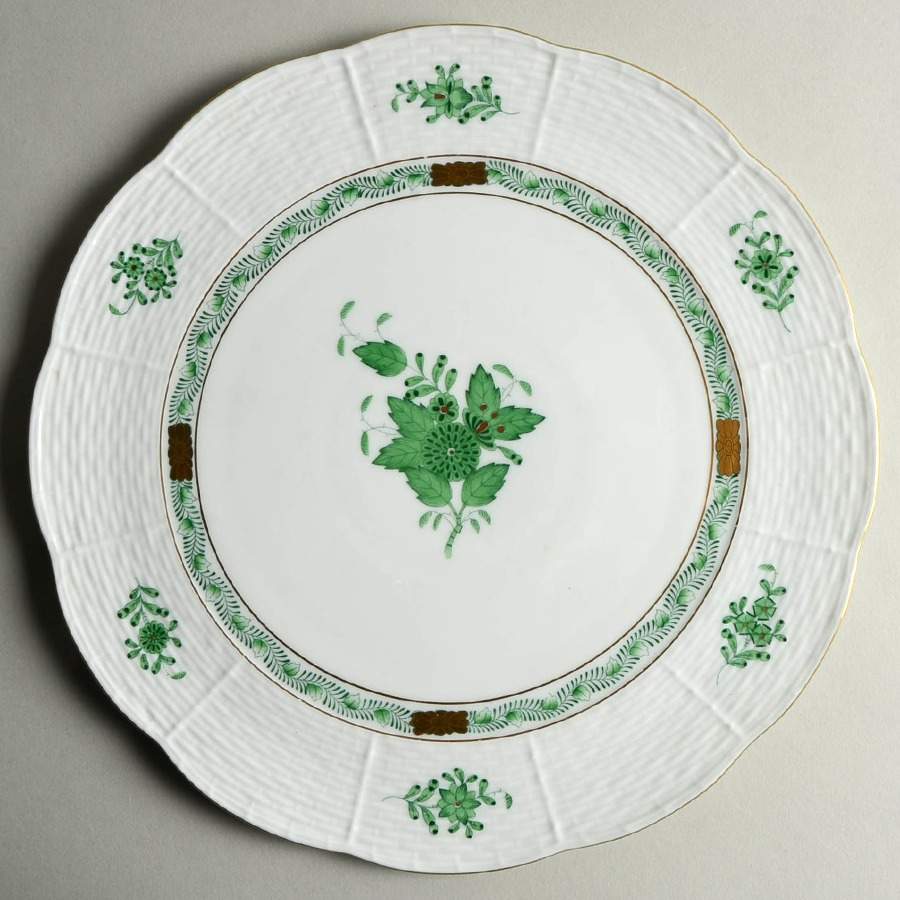 Chinese Bouquet Green (AV) Cake Plate by Herend-1