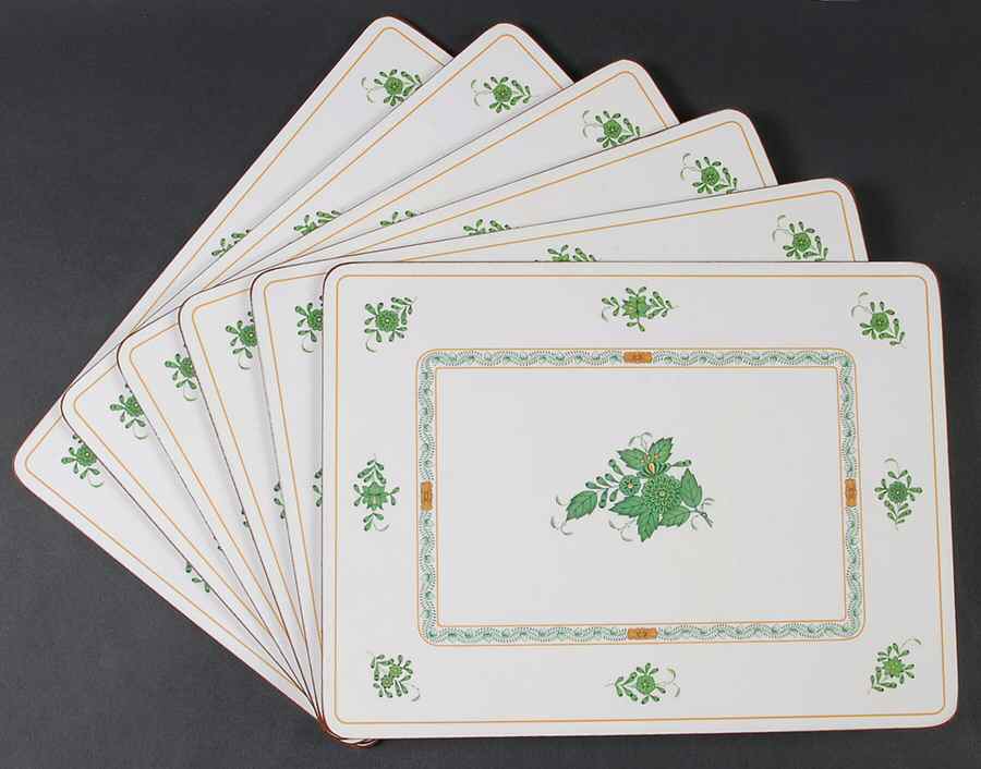 Chinese Bouquet Green (AV) (Set of 6) Corkboard Placemat by Herend-1