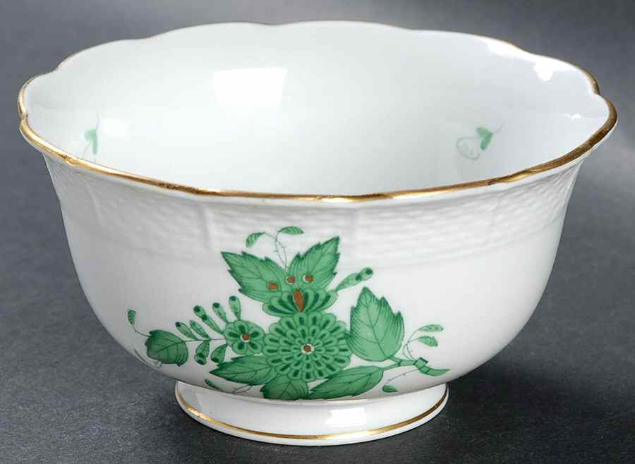 Chinese Bouquet Green (AV) Open Sugar Bowl by Herend-1
