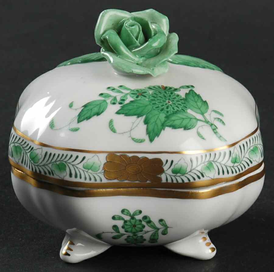 Chinese Bouquet Green (AV) Bon Bon & Lid by Herend-1
