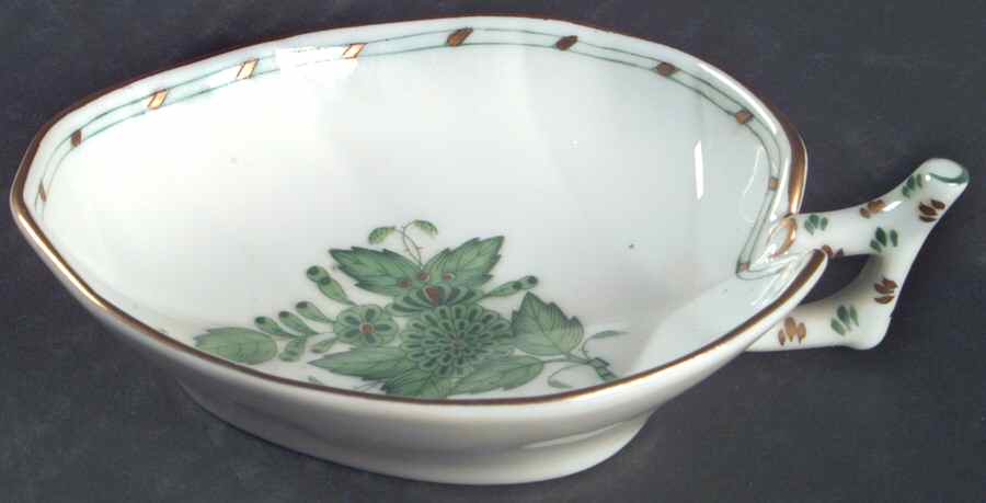Chinese Bouquet Green (AV) Leaf Shaped Ashtray by Herend-1
