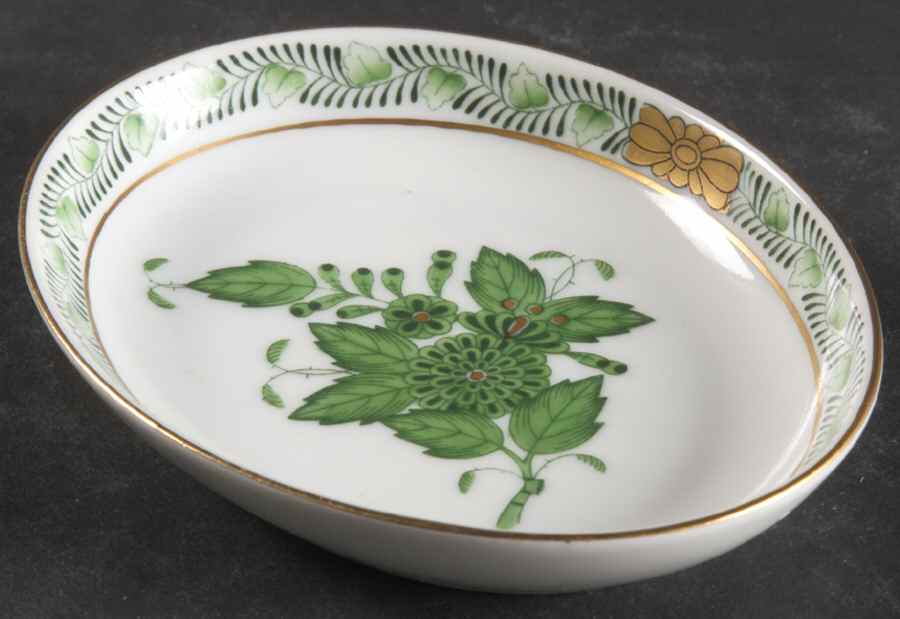 Chinese Bouquet Green (AV) Oval Ashtray by Herend-1