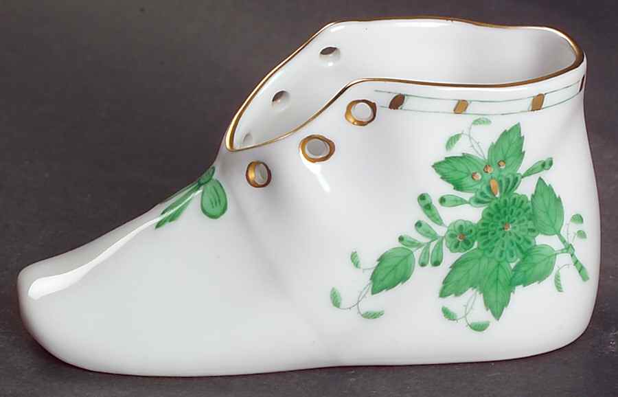 Chinese Bouquet Green (AV) Baby Shoe by Herend-1