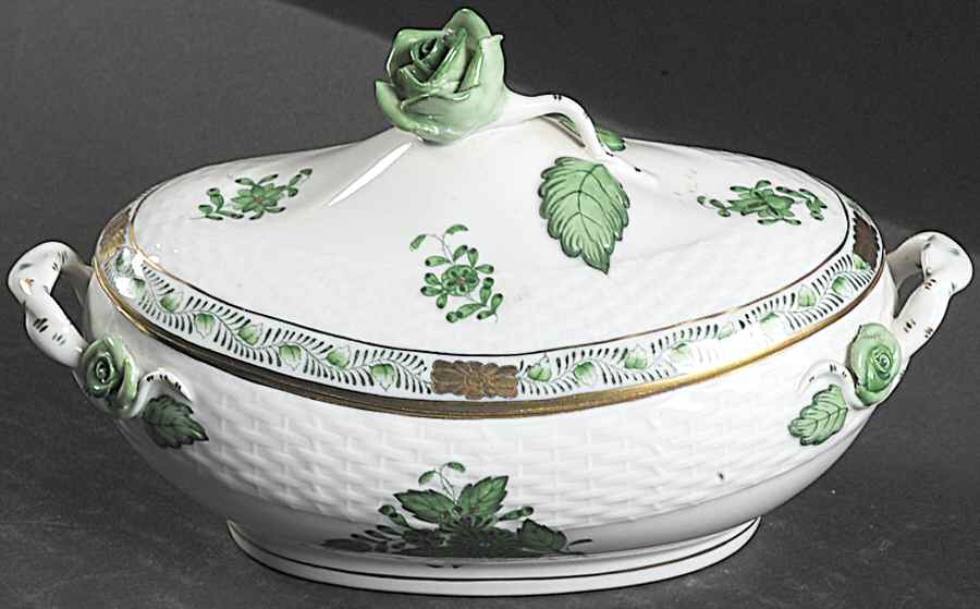 Chinese Bouquet Green (AV) Medium Candy Box by Herend-1