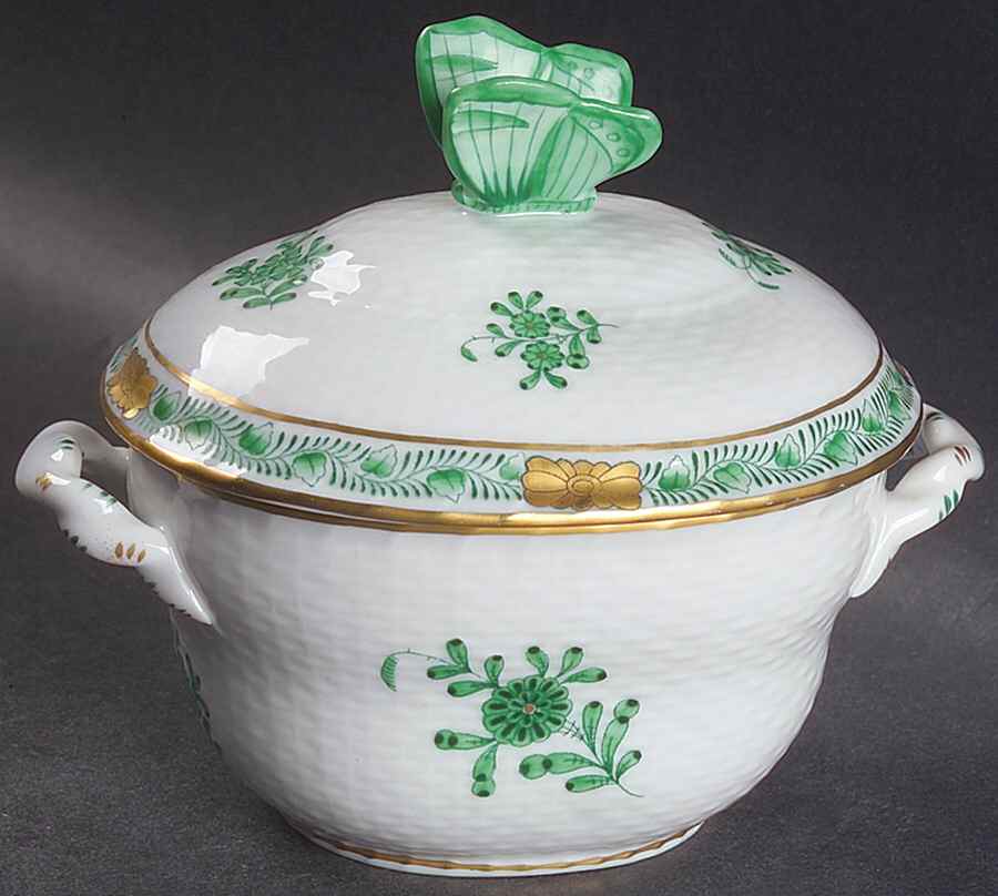 Chinese Bouquet Green (AV) Small Candy Box by Herend-1