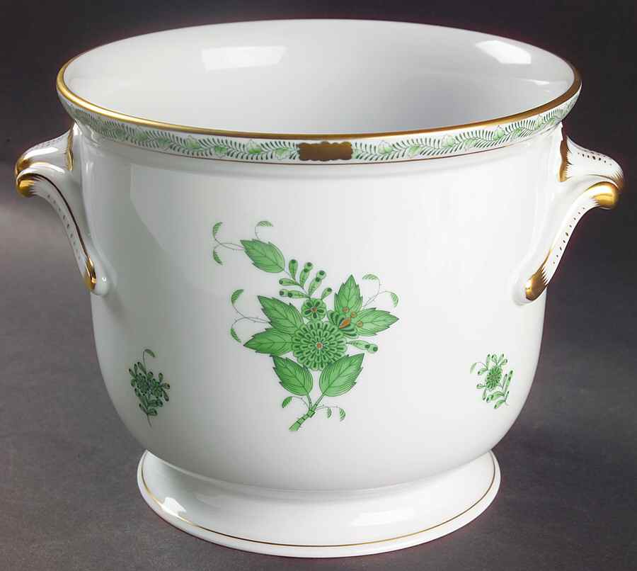 Chinese Bouquet Green (AV) 6" Cachepot by Herend-1