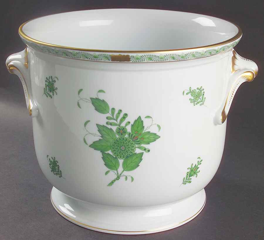 Chinese Bouquet Green (AV) 8" Cachepot by Herend-1