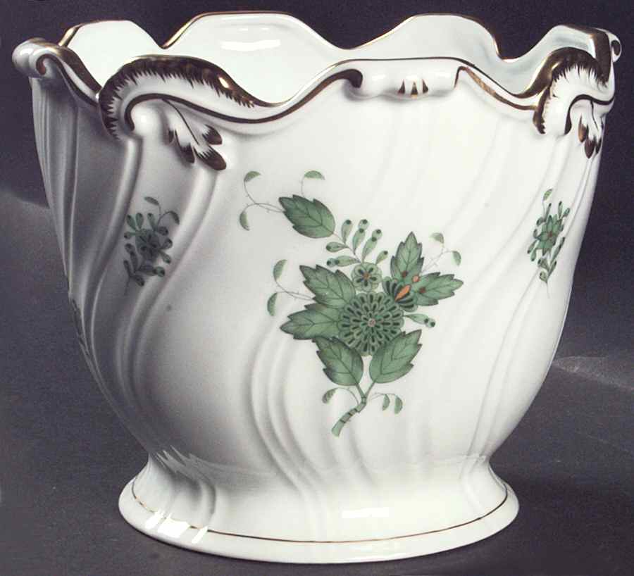 Chinese Bouquet Green (AV) Medium Cachepot by Herend-1