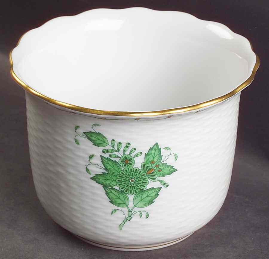 Chinese Bouquet Green (AV) Small Cachepot by Herend-1