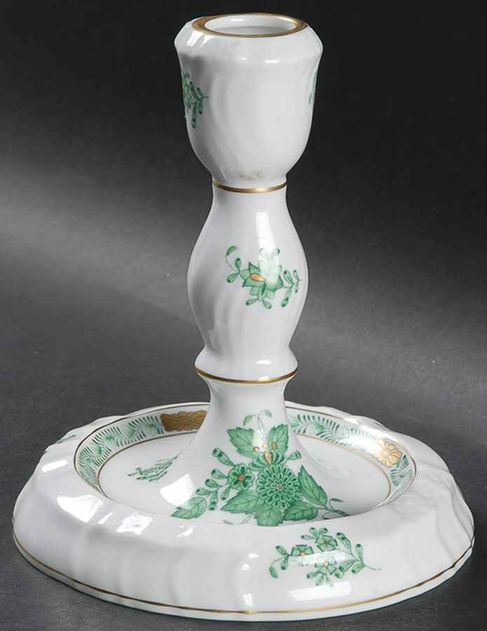 Chinese Bouquet Green (AV) Tall Candlestick by Herend-1