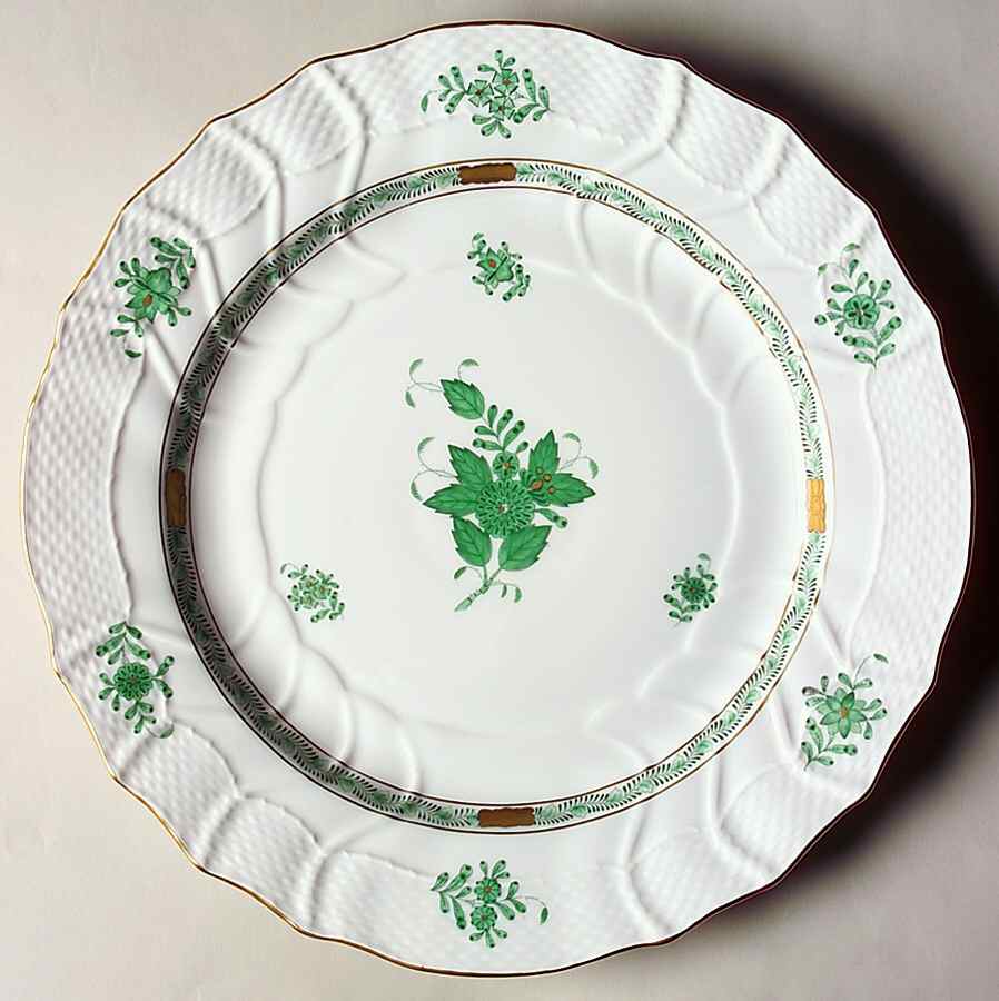 Chinese Bouquet Green (AV) 11" Chop Plate (Round Platter) by Herend-1