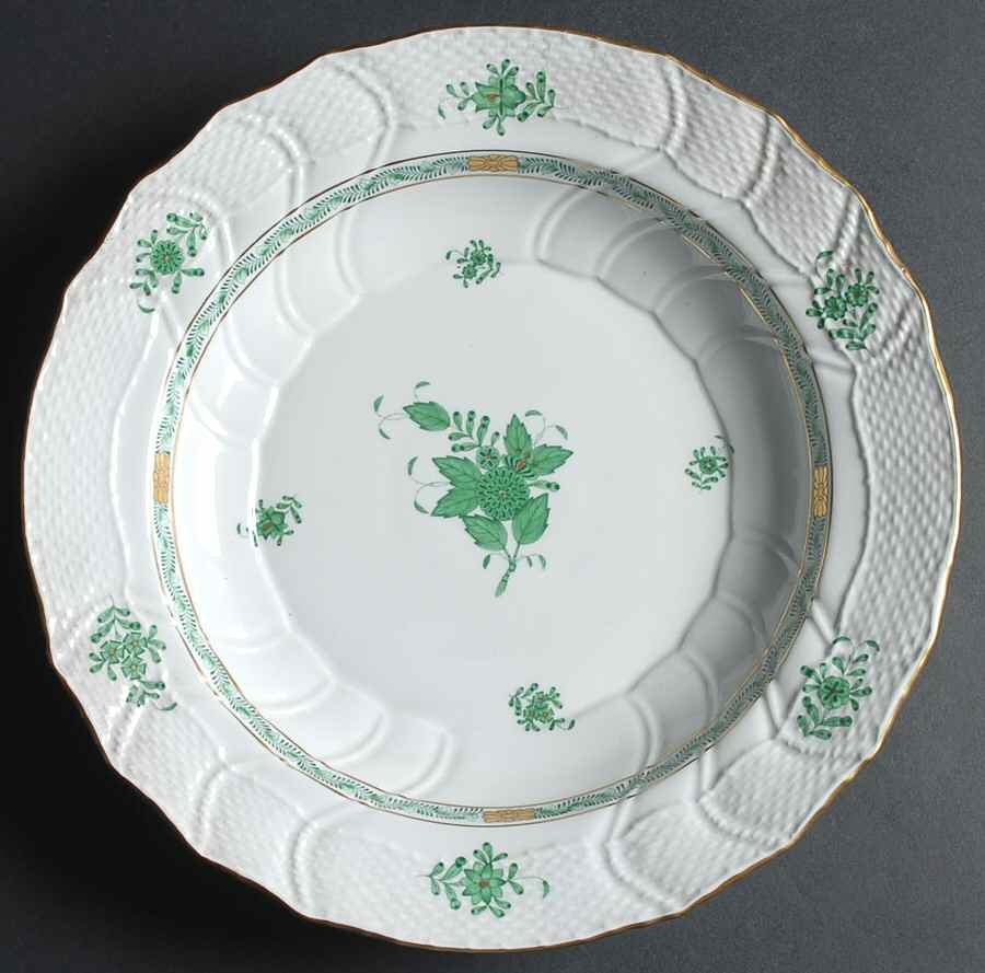 Chinese Bouquet Green (AV) 12" Chop Plate (Round Platter) by Herend-1