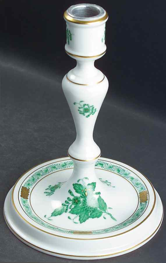 Chinese Bouquet Green (AV) Single Light Candlestick by Herend-1