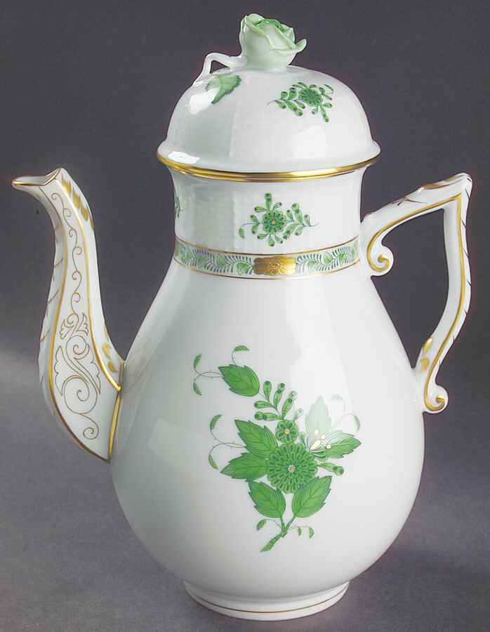 Chinese Bouquet Green (AV) Coffee Pot & Lid by Herend-1