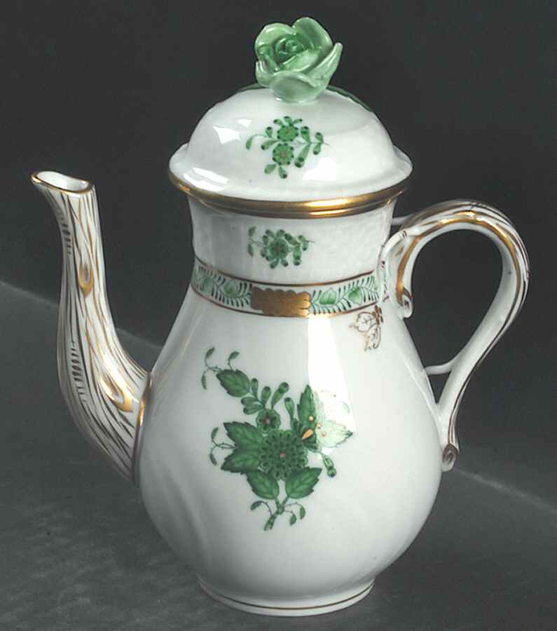 Chinese Bouquet Green (AV) Individual Coffee Pot & Lid by Herend-1
