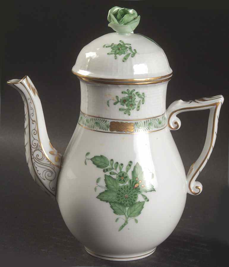 Chinese Bouquet Green (AV) Small Coffee Pot & Lid by Herend-1