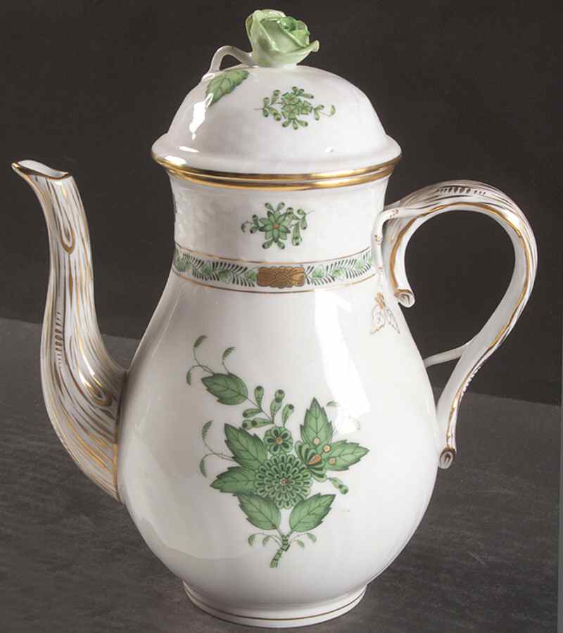 Chinese Bouquet Green (AV) Small Coffee Pot & Lid by Herend-1