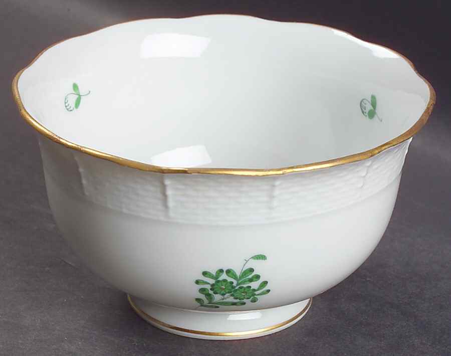 Chinese Bouquet Green (AV) Cranberry Bowl by Herend-1