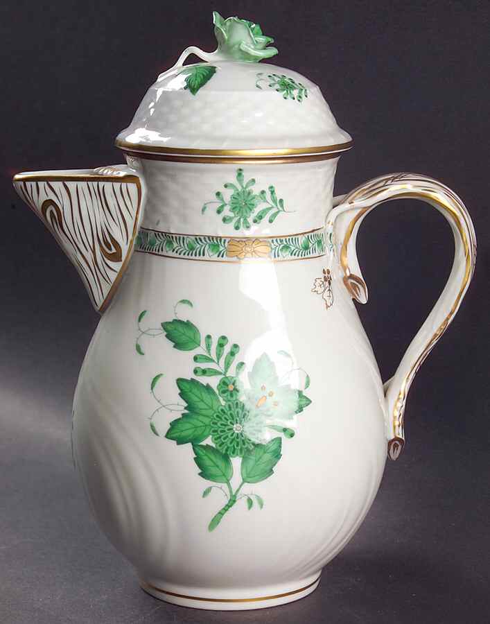 Chinese Bouquet Green (AV) Mocha Pot & Lid by Herend-1