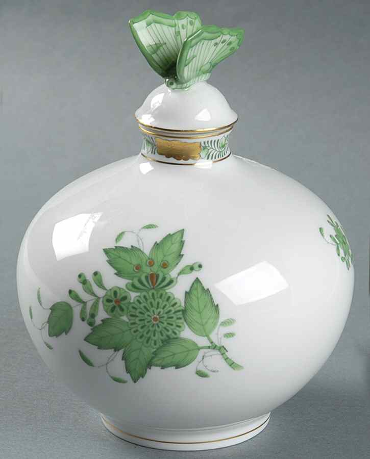 Chinese Bouquet Green (AV) Perfume Bottle with Stopper by Herend-1