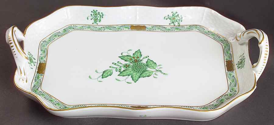 Chinese Bouquet Green (AV) 9" Rectangular Serving Platter by Herend-1