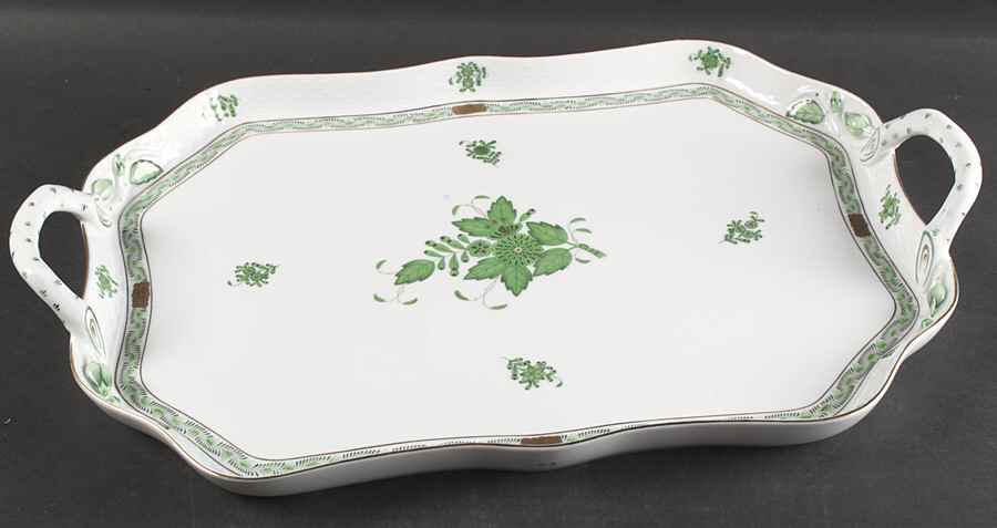 Chinese Bouquet Green (AV) 18" Rectangular Serving Platter by Herend-1