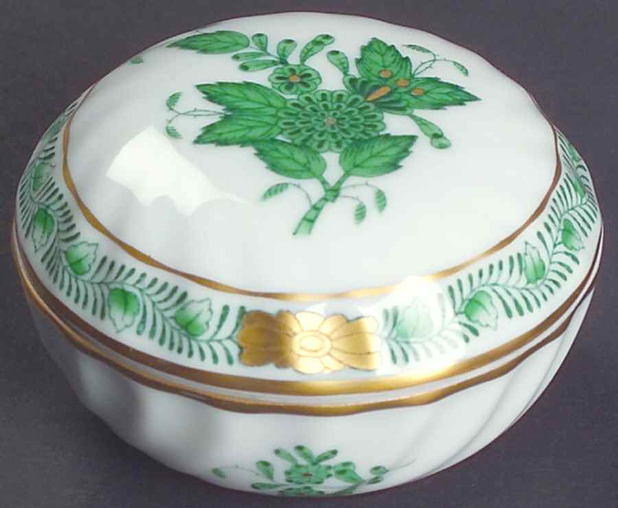 Chinese Bouquet Green (AV) Ring Box & Lid by Herend-1