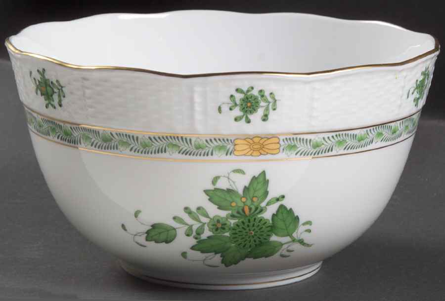 Chinese Bouquet Green (AV) 7" Round Vegetable Bowl by Herend-1