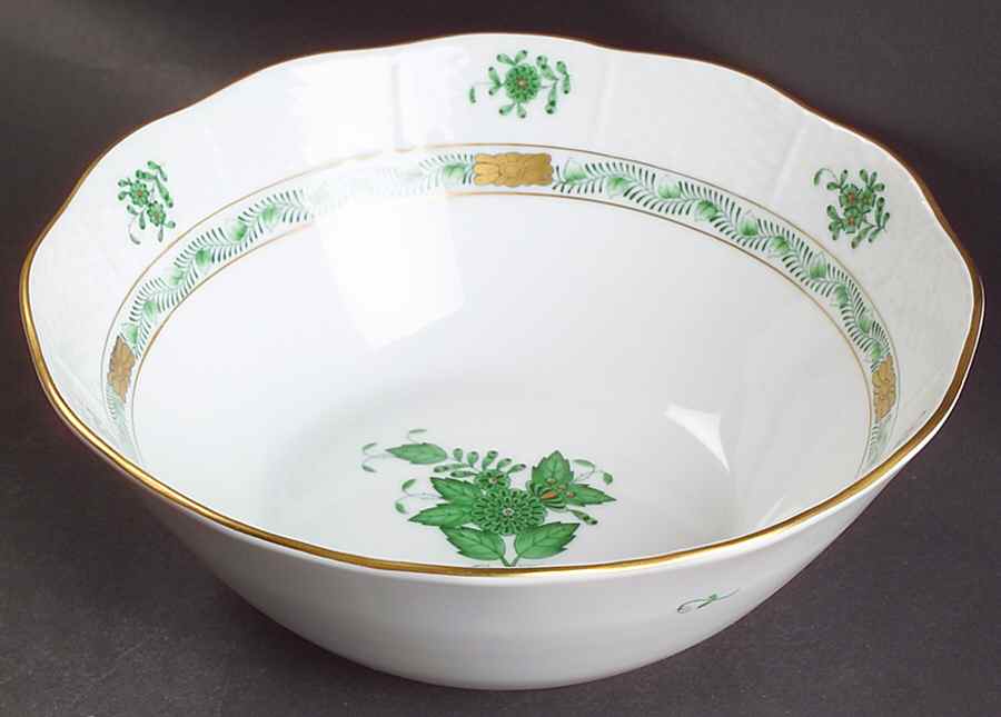 Chinese Bouquet Green (AV) 8" Round Vegetable Bowl by Herend-1