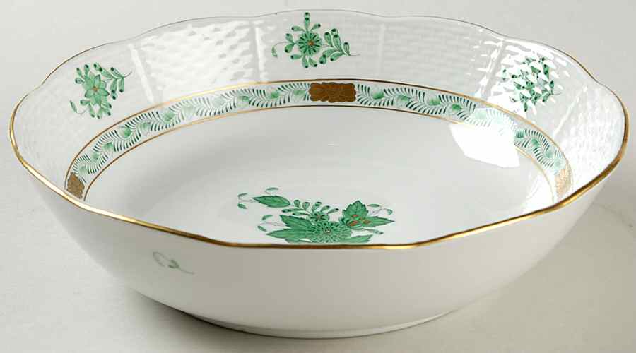 Chinese Bouquet Green (AV) 8" Round Vegetable Bowl by Herend-1