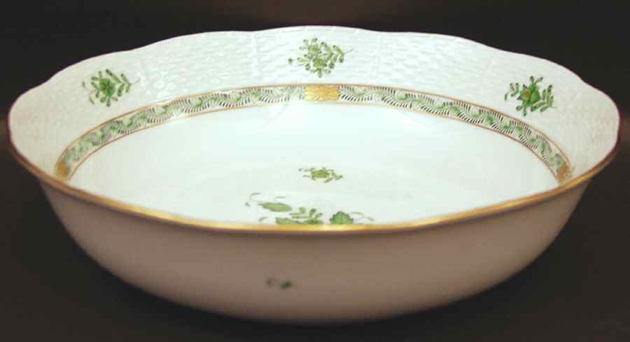 Chinese Bouquet Green (AV) 10" Round Vegetable Bowl by Herend-1