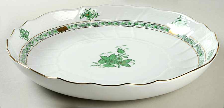 Chinese Bouquet Green (AV) 10" Round Vegetable Bowl by Herend-1