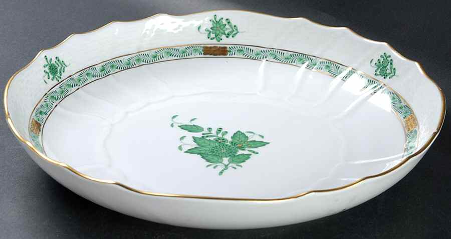 Chinese Bouquet Green (AV) 10" Round Vegetable Bowl by Herend-1