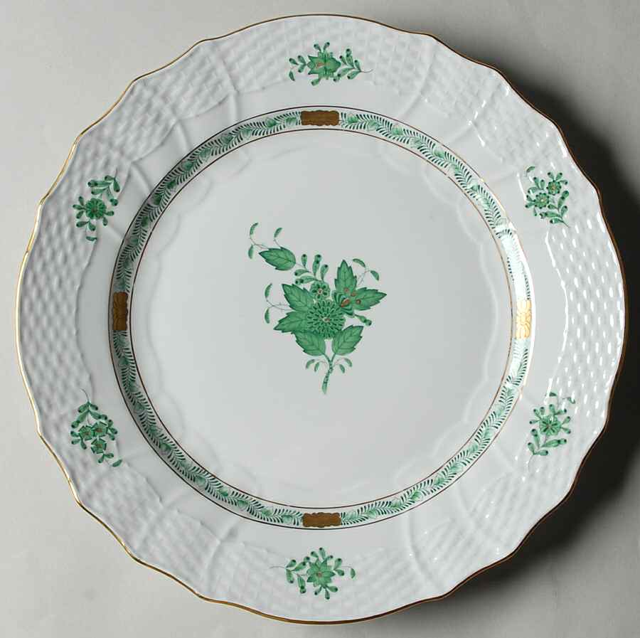 Chinese Bouquet Green (AV) Service Plate (Charger) by Herend-1