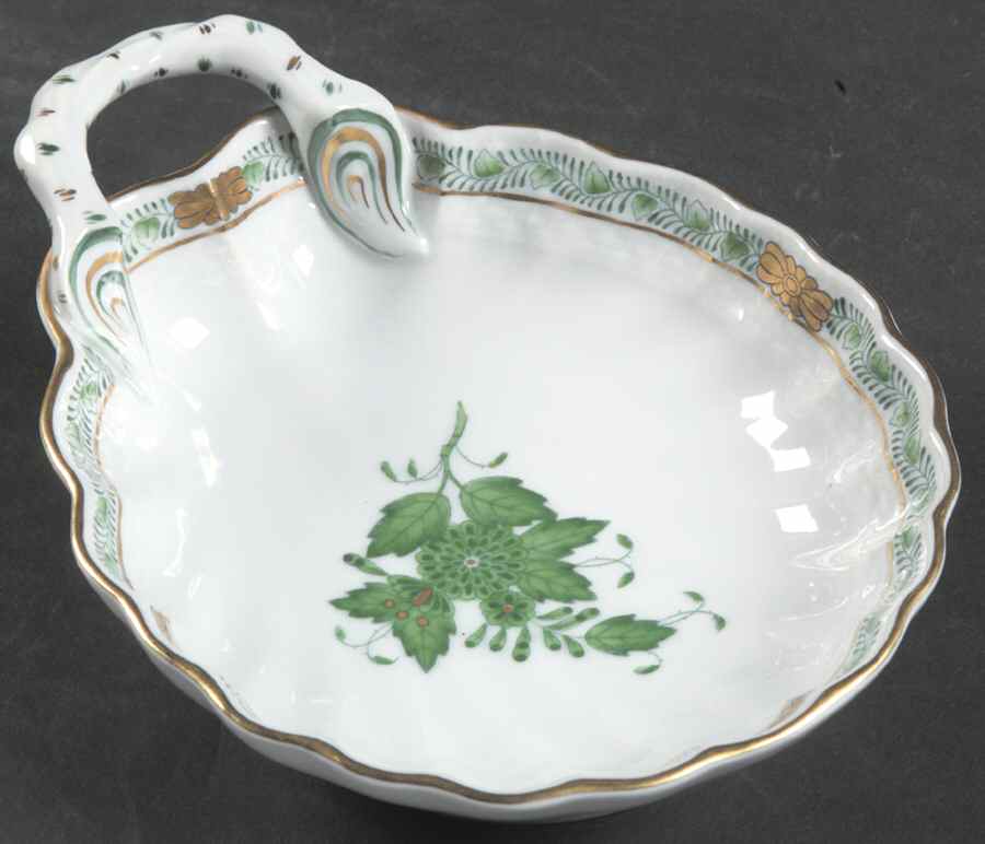 Chinese Bouquet Green (AV) Shell Shaped Dish by Herend-1