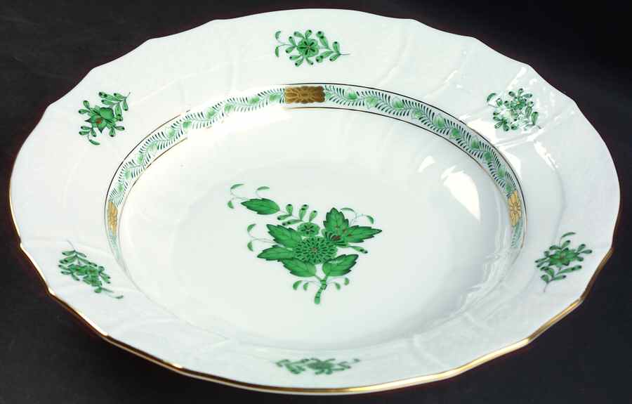 Chinese Bouquet Green (AV) Large Rim Soup Bowl by Herend-1