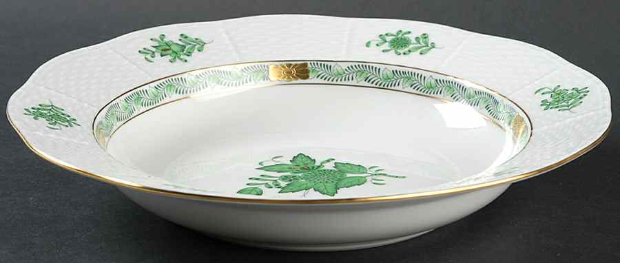 Chinese Bouquet Green (AV) Large Rim Soup Bowl by Herend-1