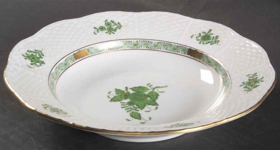 Chinese Bouquet Green (AV) Rim Soup Bowl by Herend-1