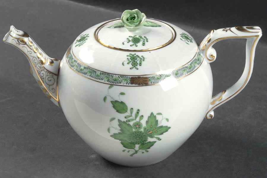 Chinese Bouquet Green (AV) Teapot & Lid by Herend-1