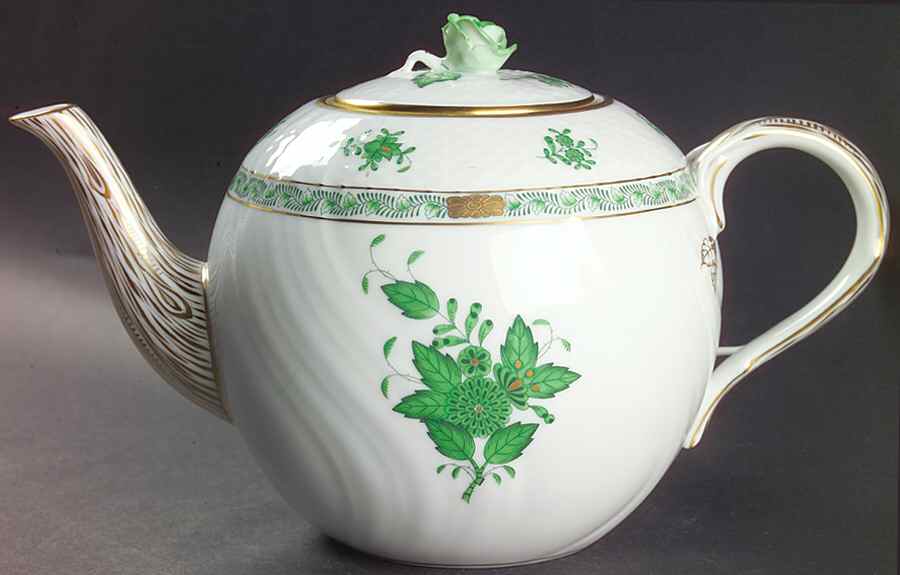 Chinese Bouquet Green (AV) Teapot & Lid by Herend-1