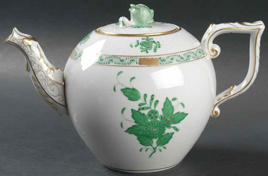 Chinese Bouquet Green (AV) Small Teapot & Lid by Herend-1