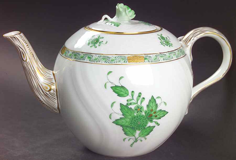 Chinese Bouquet Green (AV) Small Teapot & Lid by Herend-1