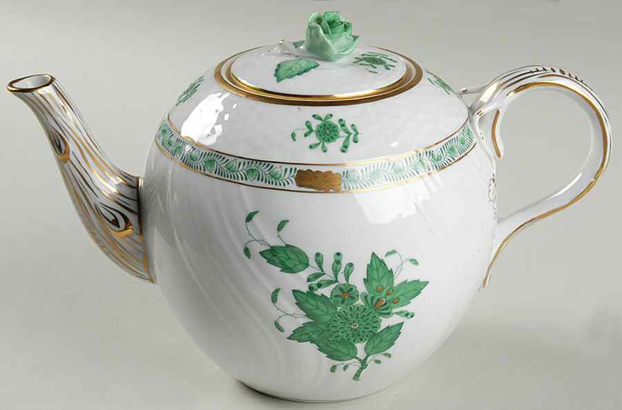 Chinese Bouquet Green (AV) Small Teapot & Lid by Herend-1