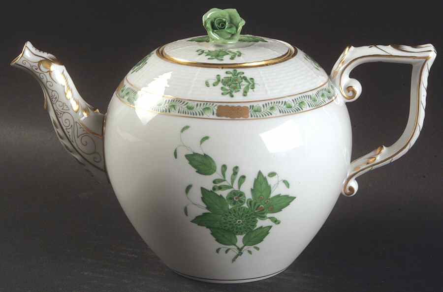 Chinese Bouquet Green (AV) Small Teapot & Lid by Herend-1