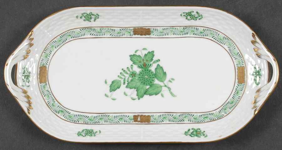 Chinese Bouquet Green (AV) 9" Oblong Tray by Herend-1
