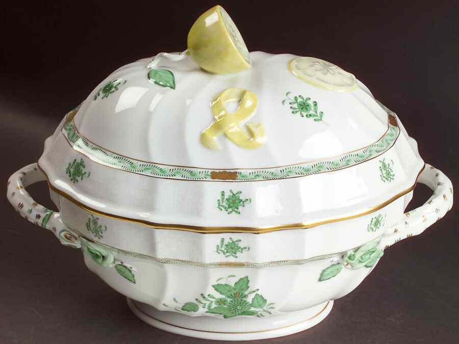 Chinese Bouquet Green (AV) Tureen & Lid by Herend-1