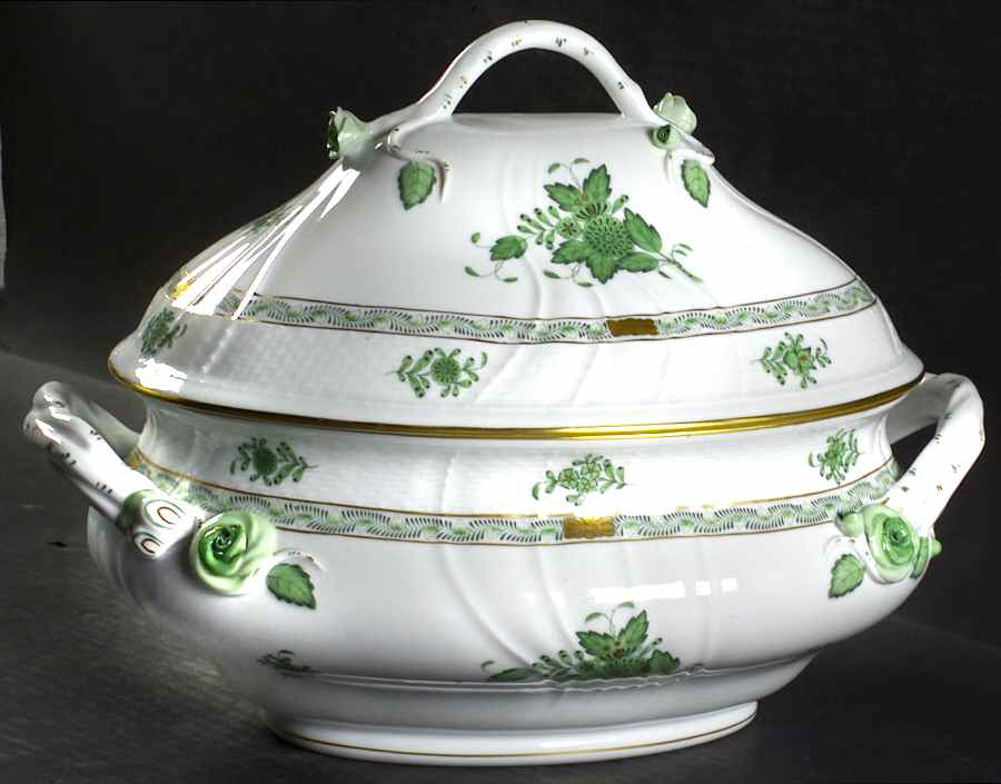 Chinese Bouquet Green (AV) Tureen & Lid by Herend-1