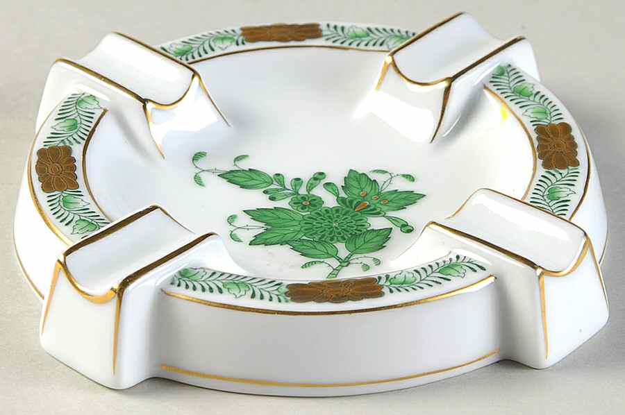 Chinese Bouquet Green (AV) 4" Ashtray by Herend-1